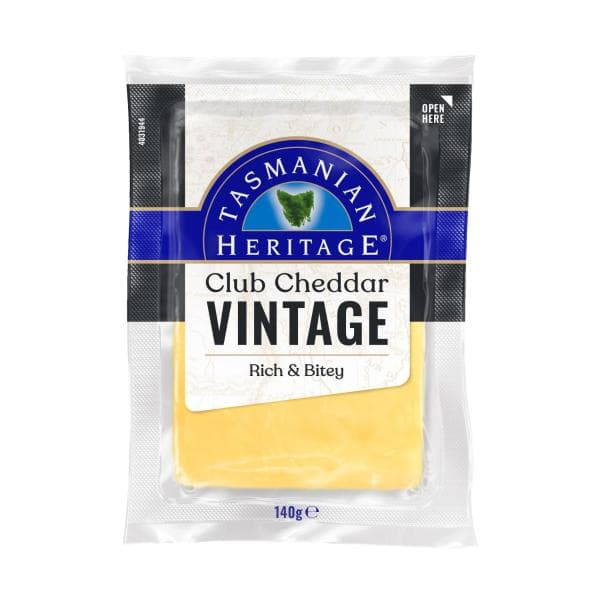 Tasmanian Heritage Club Cheddar Rich & Bitey Cheese 140g